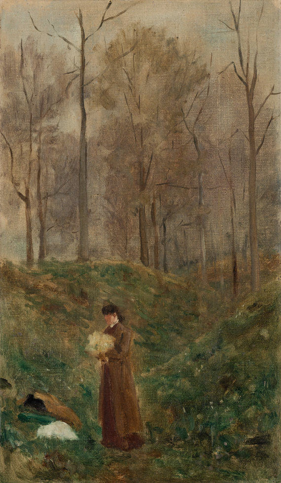   - Dame dans un paysage boisé